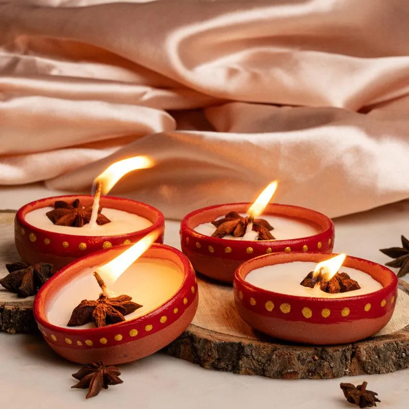 Miya Handpainted Cinnamon Scented Candle - Set Of Four media 1