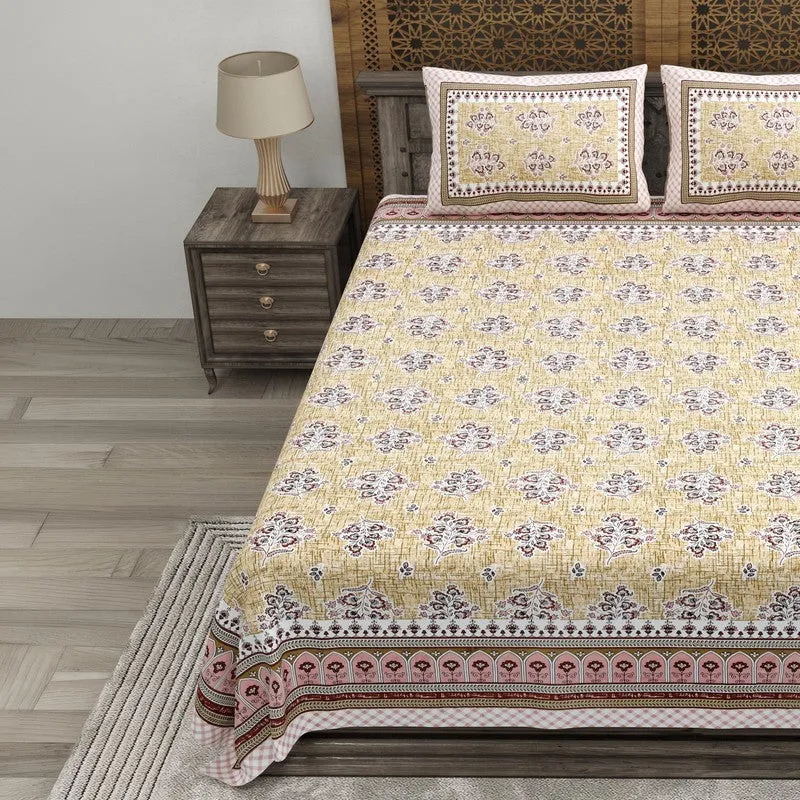 Royalon Cotton Bedsheet (Beige,Brown) - 240 TC media 3