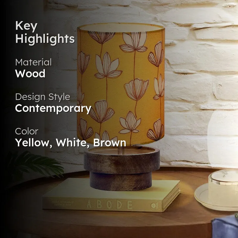 SomaLite Clean Design Desk Wooden Table Lamp - Yellow,White,Brown media 2