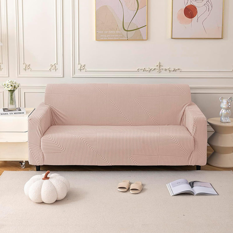 Sofique Jacquard Sofa Cover - Pink media 5