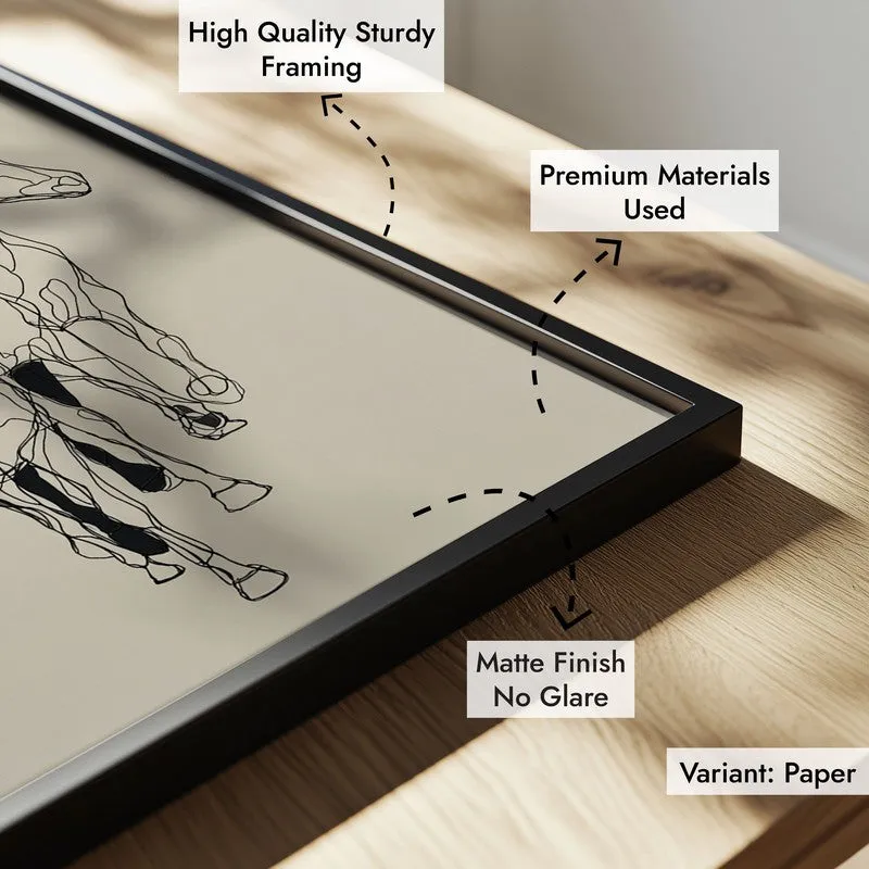 Horse Rhythm Wall Painting With Black Frame media 9