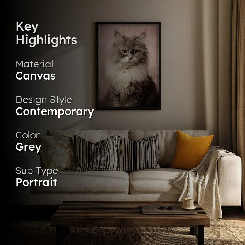 Cat Portrait Archival Canvas Wall Art - Black Frame media 2