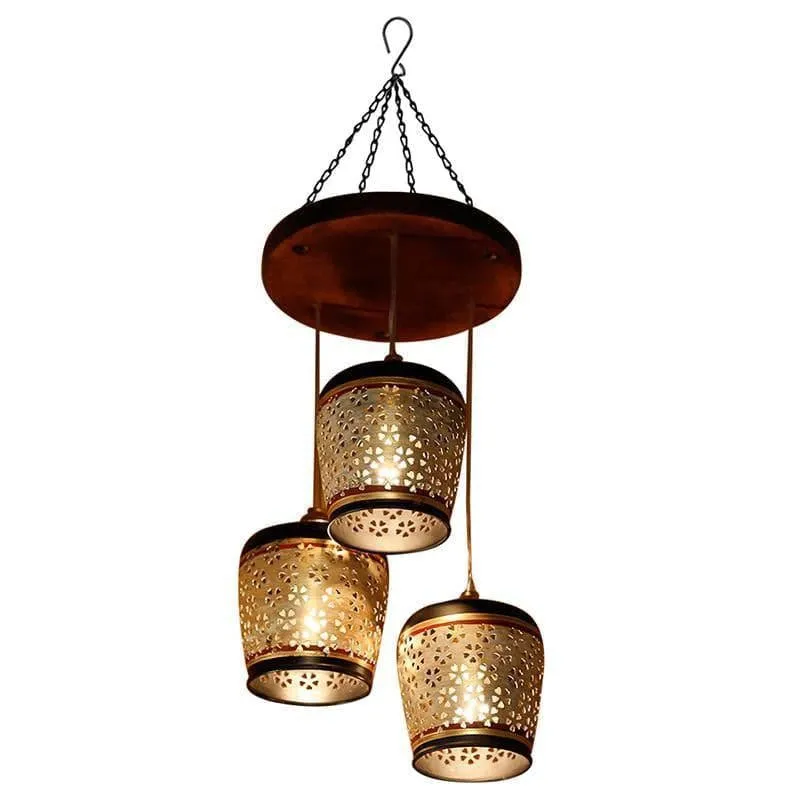 Astral Aura Copper and Wood Ceiling Lamp media 3