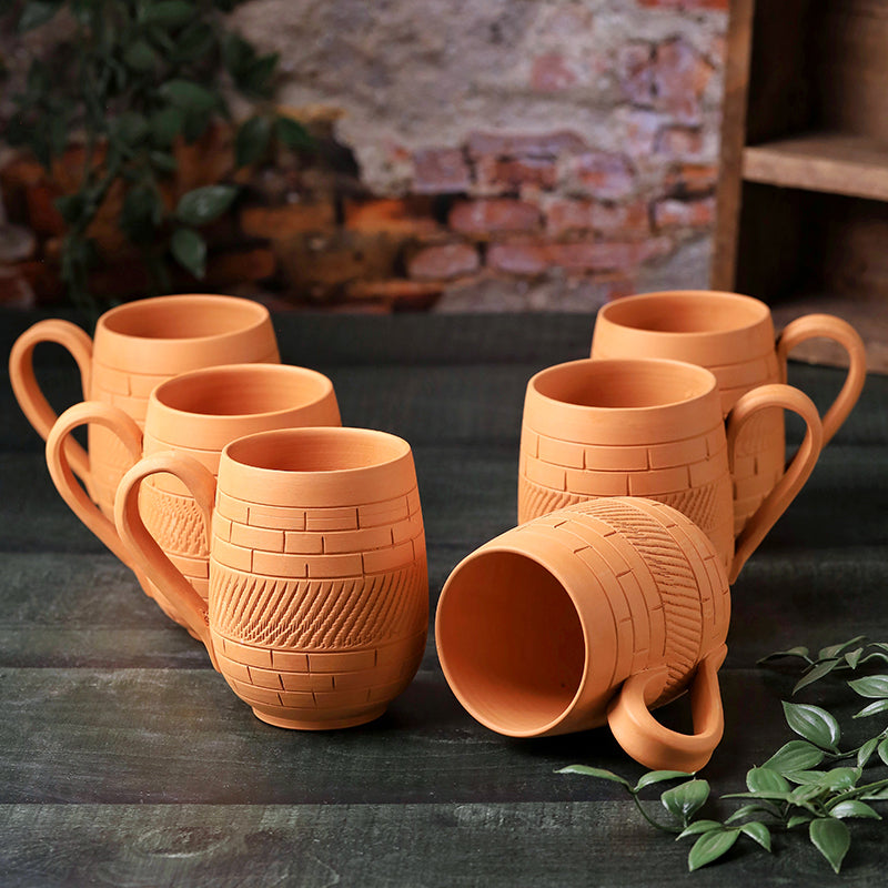 Suvarsha Terracotta Coffee Mug (400 mL Each) - Set of Six