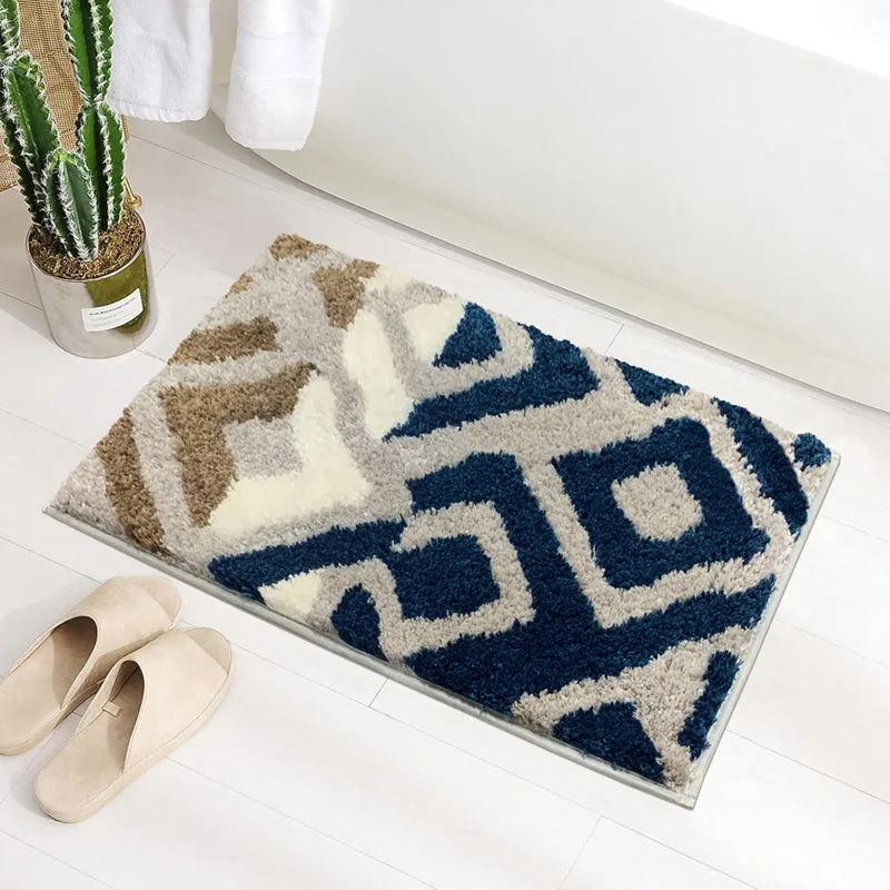 Fluffy Diamonds Microfiber Bath Mat - Teal media 3