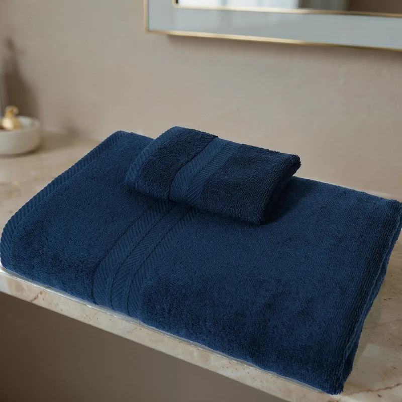 PlushAura Cotton Bath Towel (Dark Blue) media 6