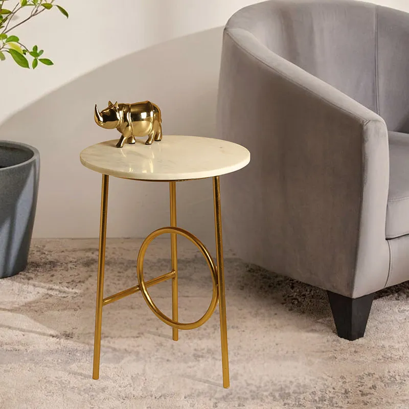 Geometrica Marble & Iron Side Table media 3