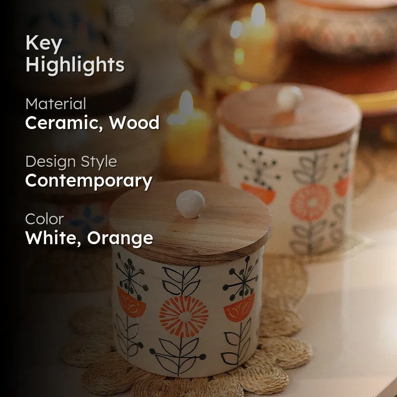Florina Ceramic Jar (1000 mL Each) - Set Of Two media 2