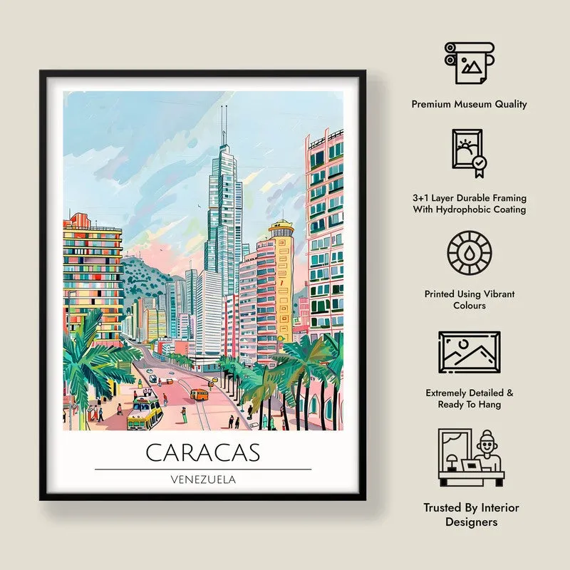 Vintage Caracas Framed Canvas Wall Painting media 8