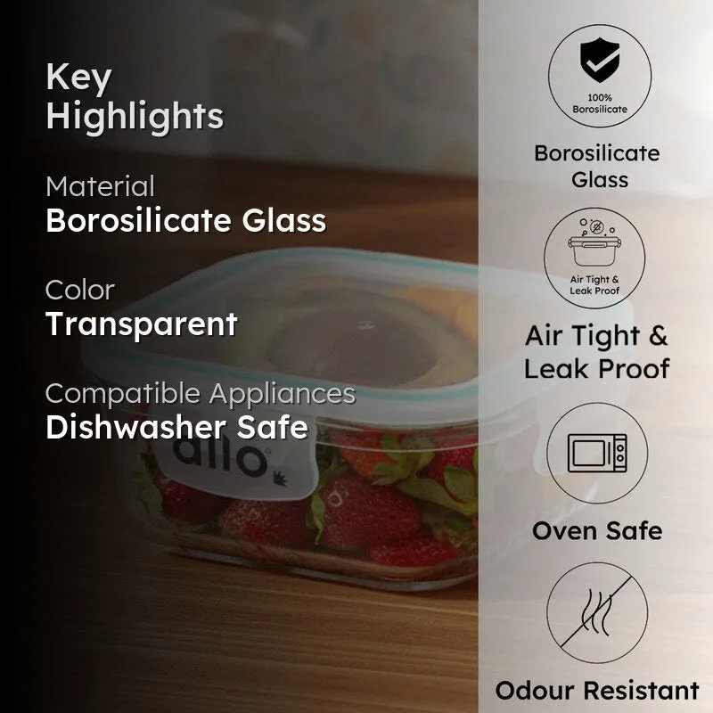 Oliva Square Glass Storage Container - 550 ML media 2