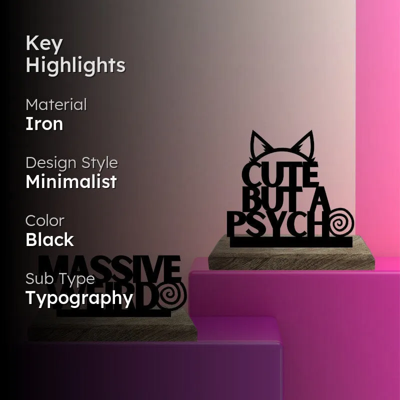Eccentric & Adorable Psycho-Chic Typography Showpiece - Set Of Two media 2