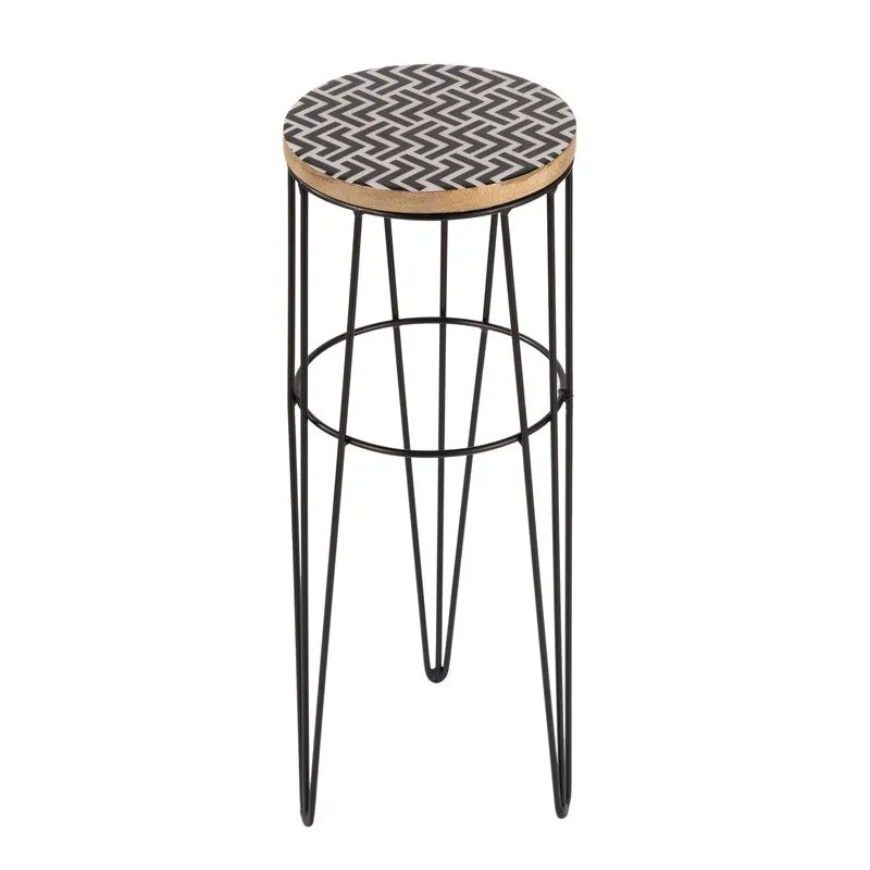 Chevron Pattern Metal Side Table - Black media 4