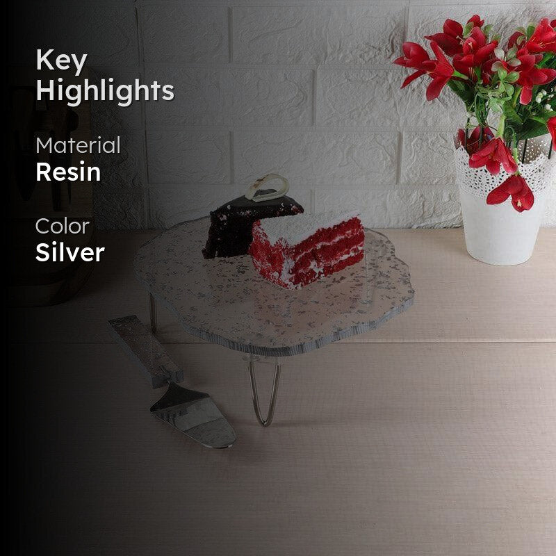 Pritam Resin Cake Platter (Silver) - Set Of Two image 2