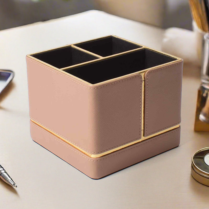 Ceastra Faux Leather Desk Organizer - Beige