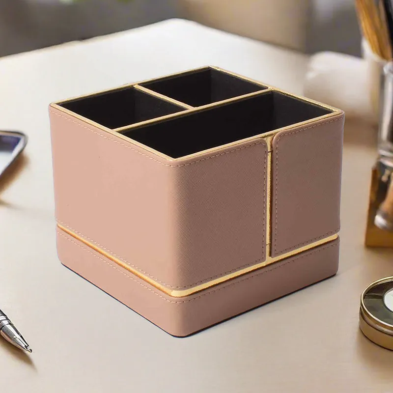 Ceastra Faux Leather Desk Organizer - Beige media 1