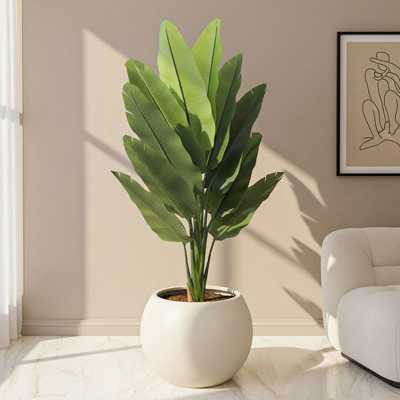Chic Leaf Artificial Plant With Black Plastic Pot - 6 Feet
