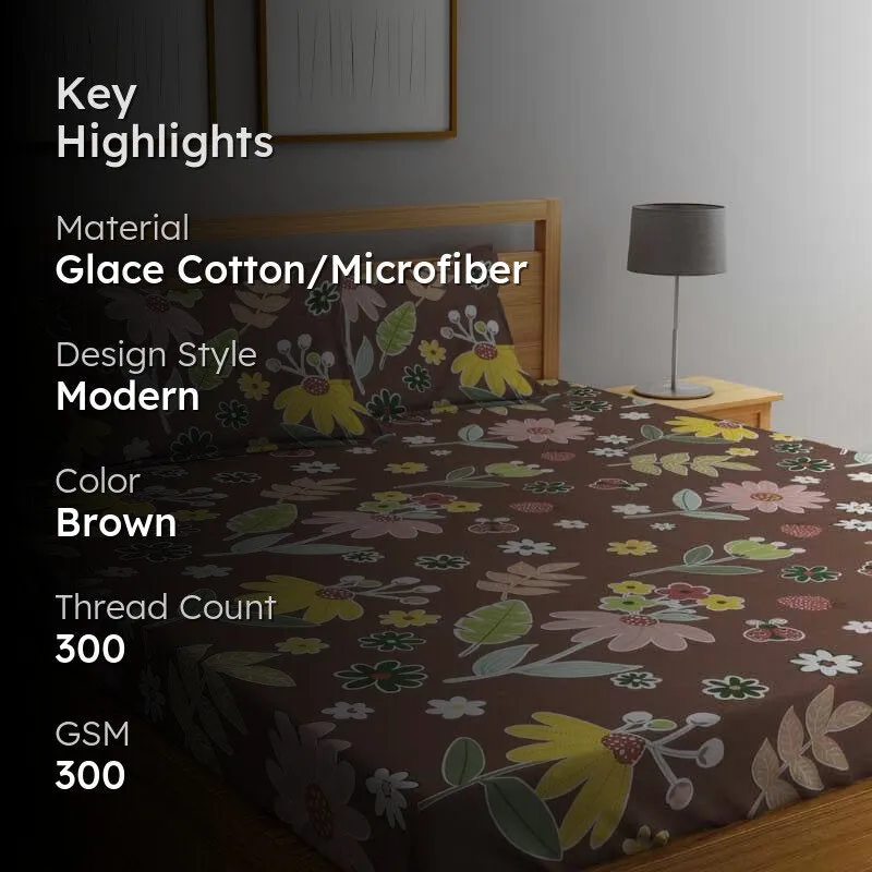 Wildflower Wonder Fitted Microfiber Bedsheet - 300 GSM media 2