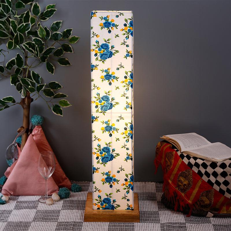 Alba Wooden Tower Floor Lamp - Black & White