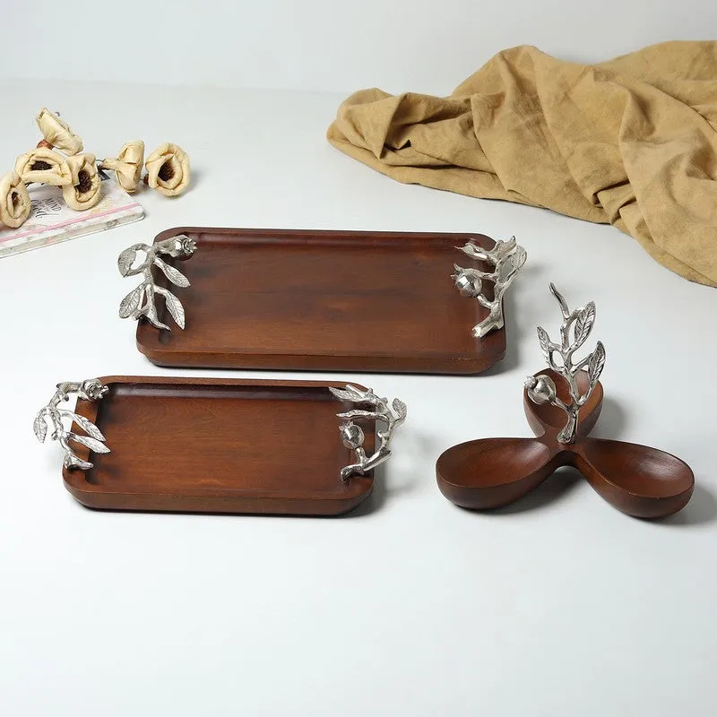 Rustica Wood Serving Tray - Silver,Brown media 7