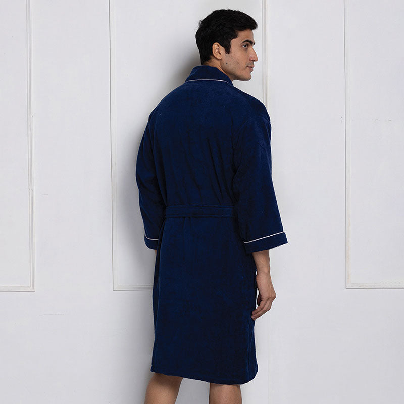Nautica His & Hers Cashmere Dreams Cotton Bath Robe (Navy Blue) - Set Of Two media 6