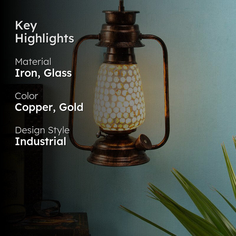 Navina Mosaic Lantern Iron Wall Lamp - Copper media 2