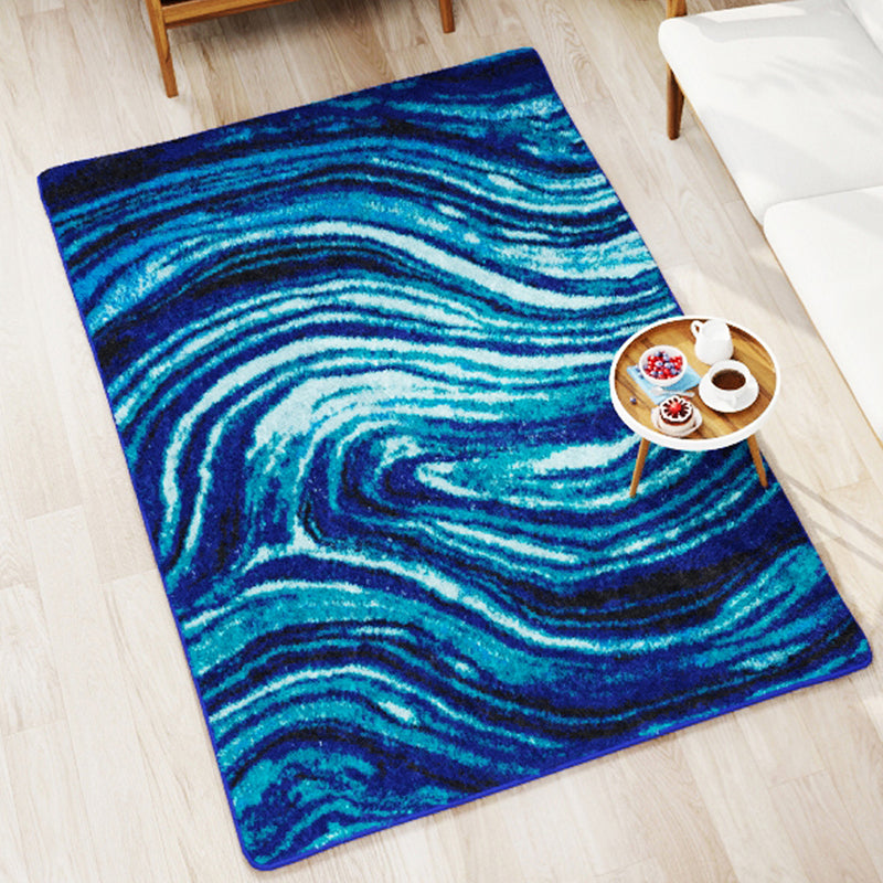 Alderman Abstract Micro Fiber Area Rug - Blue media 3