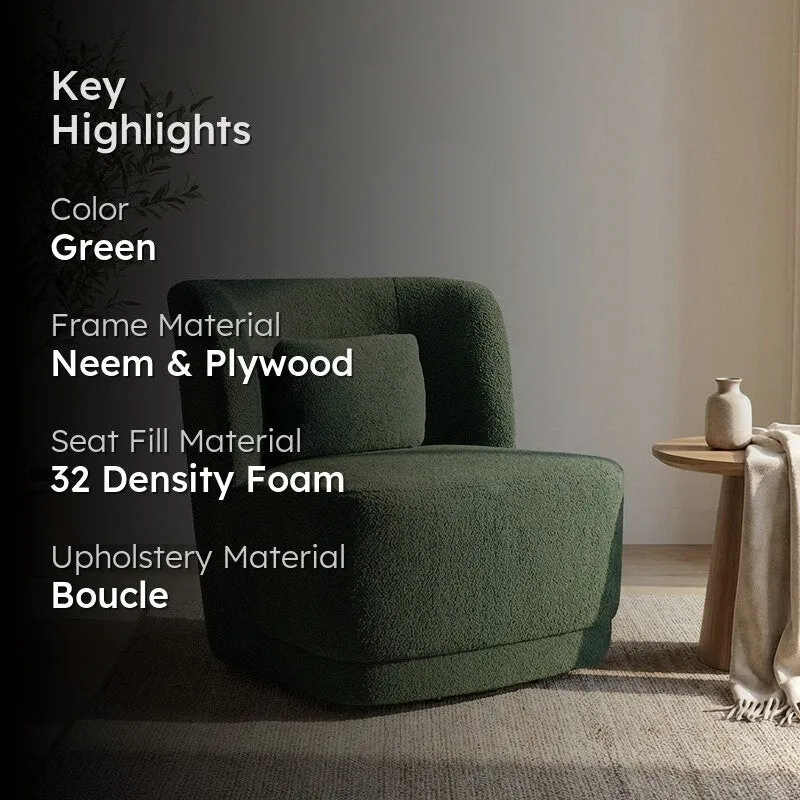 Urbano Neem Wood Accent Chair - Green media 2