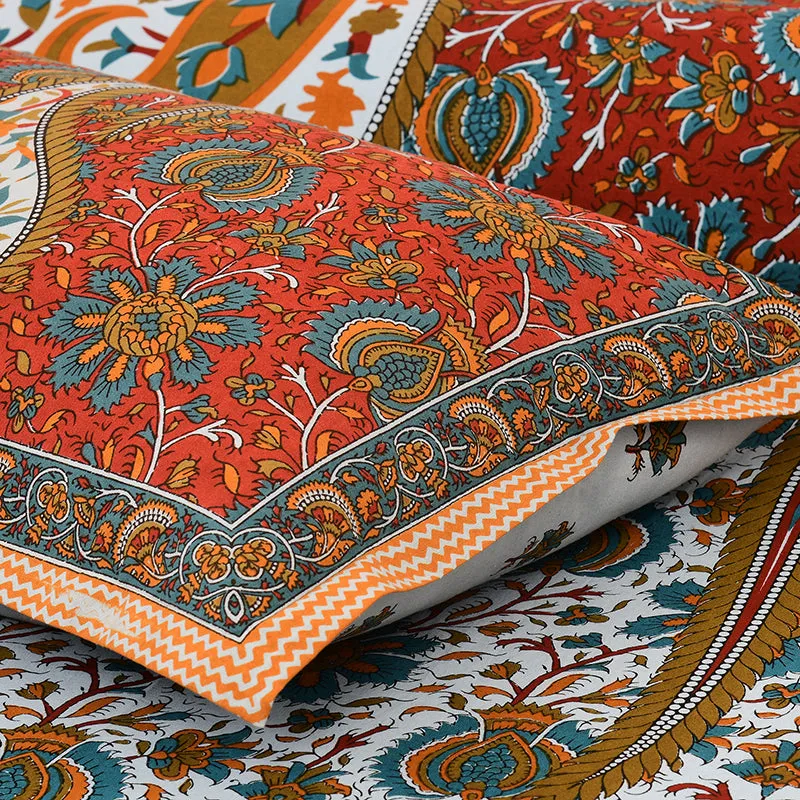 Apreetha Ethnic Cotton Bedsheet (Red) - 160 TC media 4