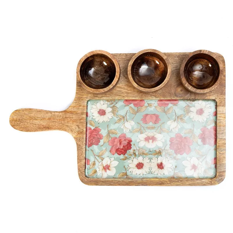 FloriNest Mango Wood Platter With Dip Bowl - Four Piece Set media 4