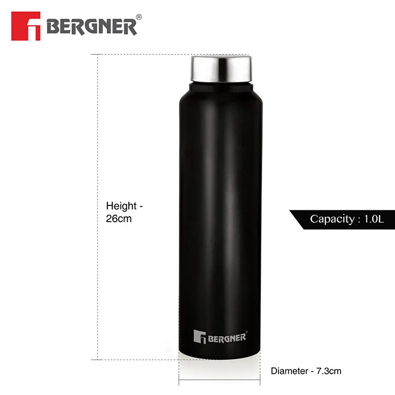 Bergner Aqua Lock Black Leakproof Stainless Steel Bottle (1000 mL Each) - Set Of Three media 9