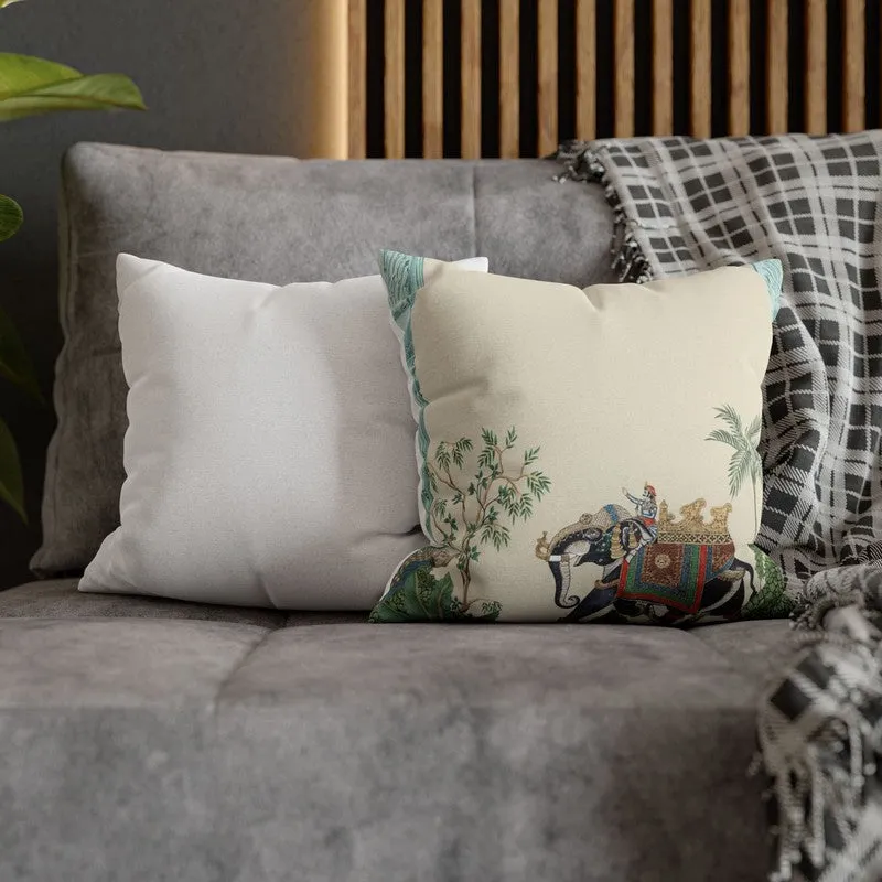 Elephant Yatra Taffeta Silk Cushion Cover media 4