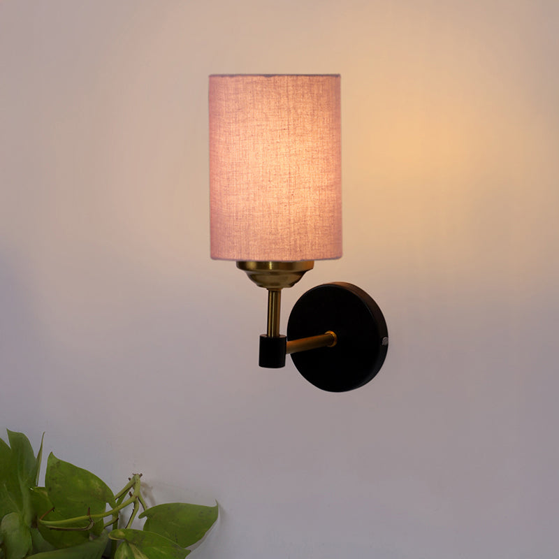 Sienna Sleek Steel & Cotton Wall Lamp - Beige