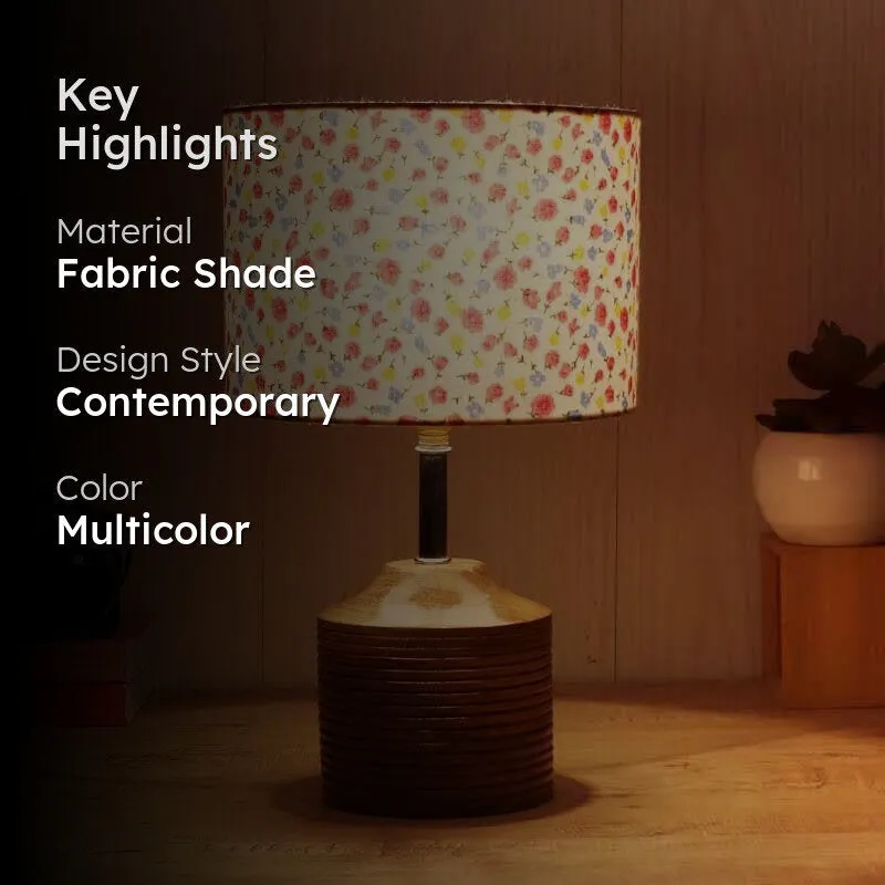 Floral Burst Fabric Table Lamp - Multicolor media 2