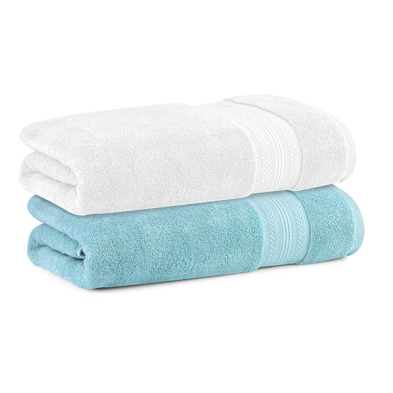 Reign Bath Towel (White & Blue) - Set Of Two media 4