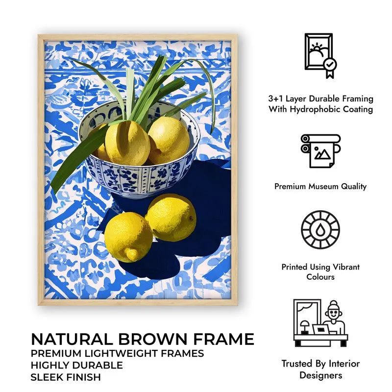 Citrus Bowl Canvas Wall Painting - Brown Frame media 10