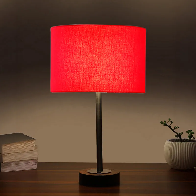 Cotin I Rodin Wooden Table Lamp - Red,Silver,Brown media 1