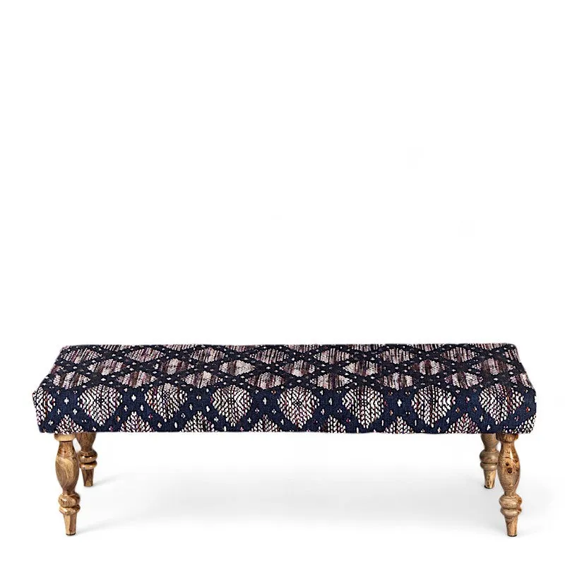 Axion Sheesham Wooden Bench - Blue media 4