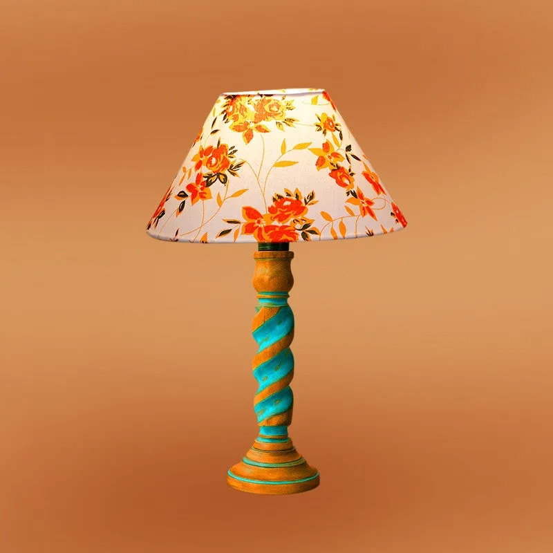 Elara Zyra Floral Wooden Table Lamp - Multicolor media 6