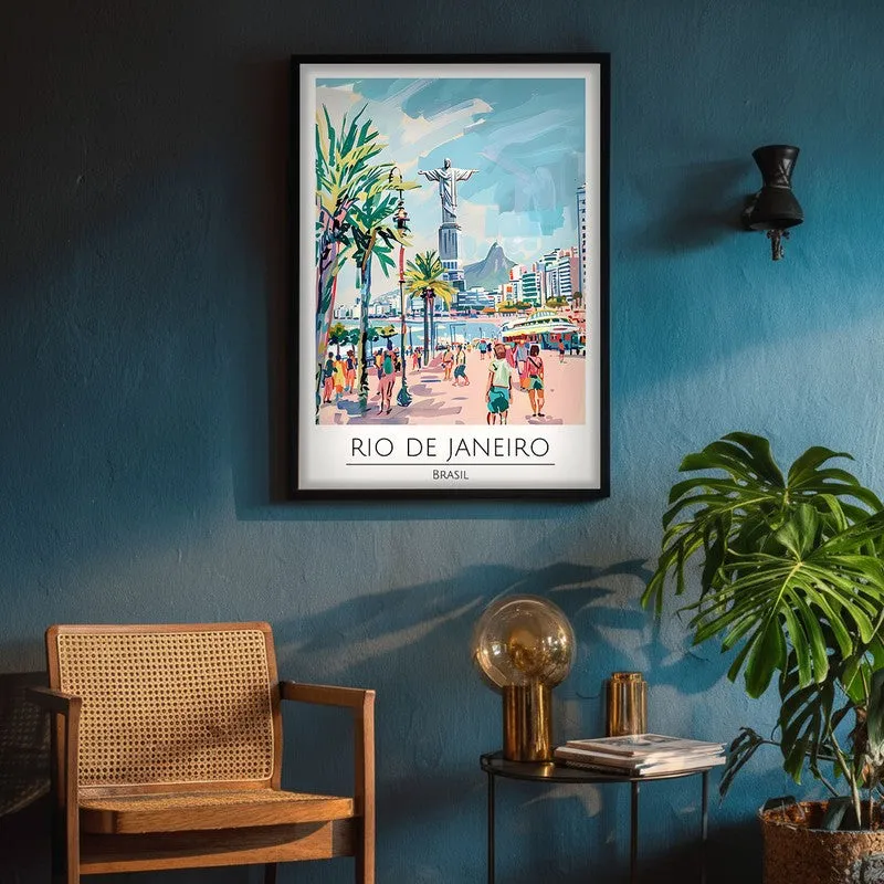 Vintage Rio De Janeiro  Framed Canvas Wall Painting media 4