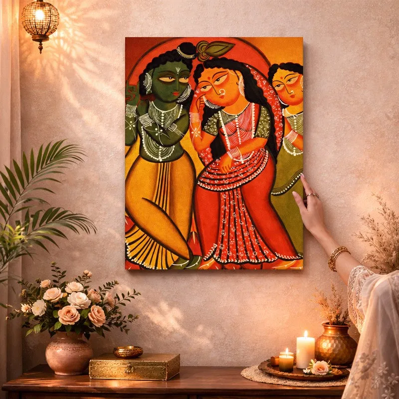 Radha Krishna Folk Canvas Wall Art & Paintings media 3