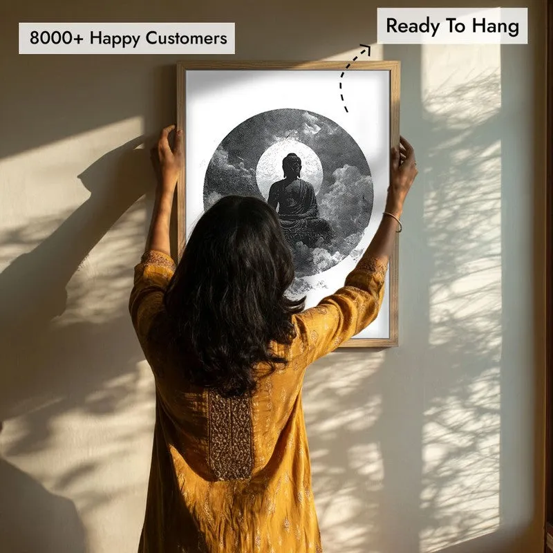 Buddha Zen Art Wall Painting With Brown Frame media 7