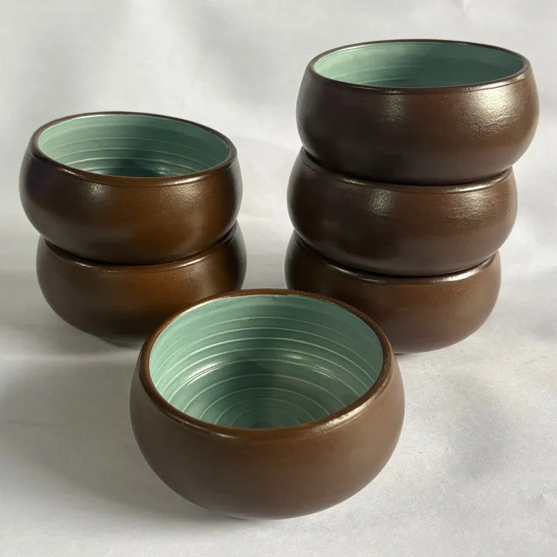 Chestnut Handcrafted Ceramic Dip Bowls (Brown,150 mL) - Set Of Six media 5