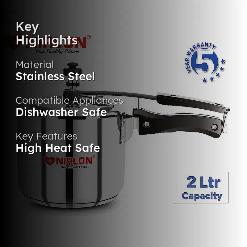 Nirlon Steel Pressure Cooker - 2000 mL/ 7 Inches media 2