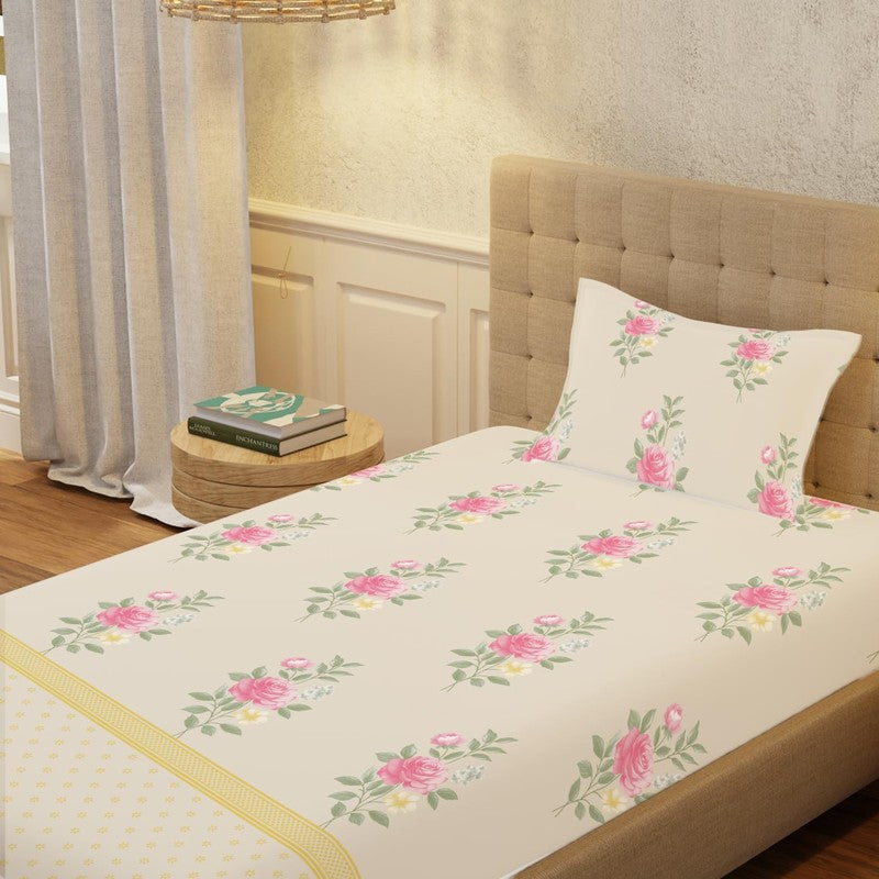 Urban Space Soft Floralux Cotton Bedsheet (Light Pink) - 200 TC media 4