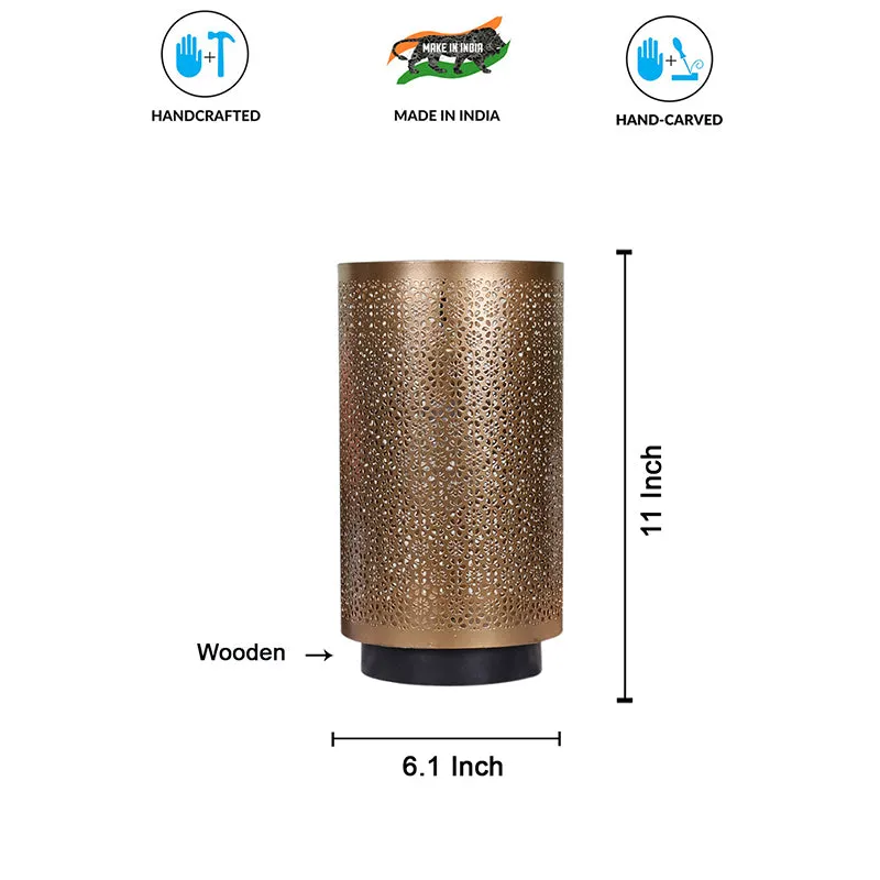 Navya Metal Table Lamp With Black Base - Gold media 4