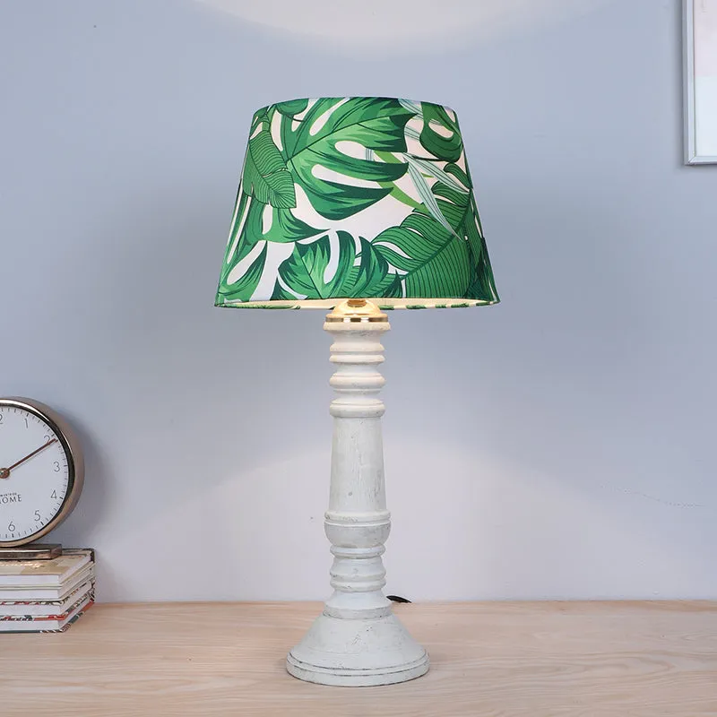 Kaizen Coil Printed Mango Wood Table Lamp - Green,White media 2