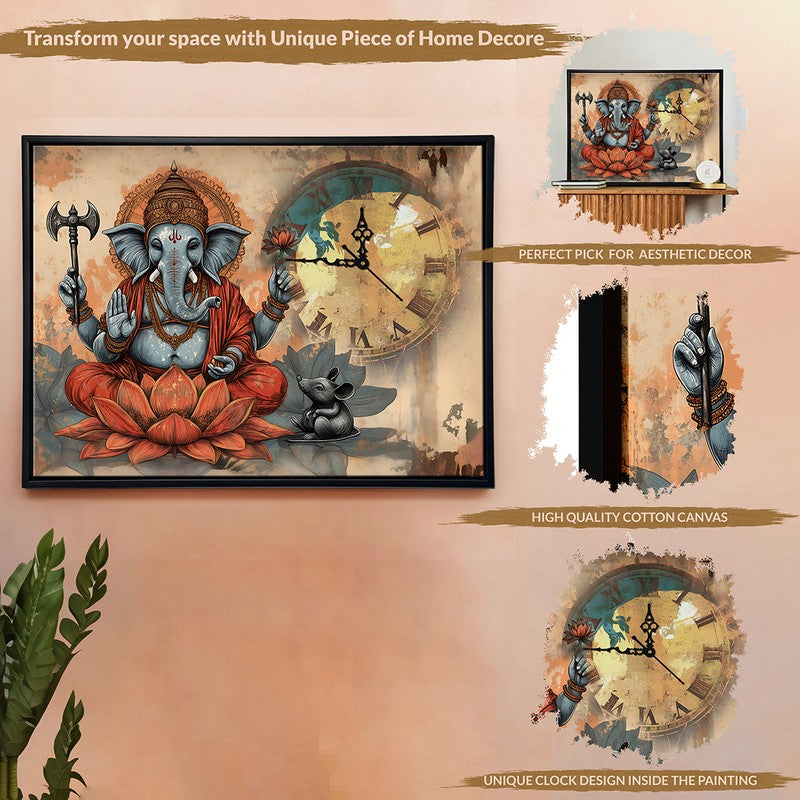 Bliss Ganesha Wall Art With Clock media 6