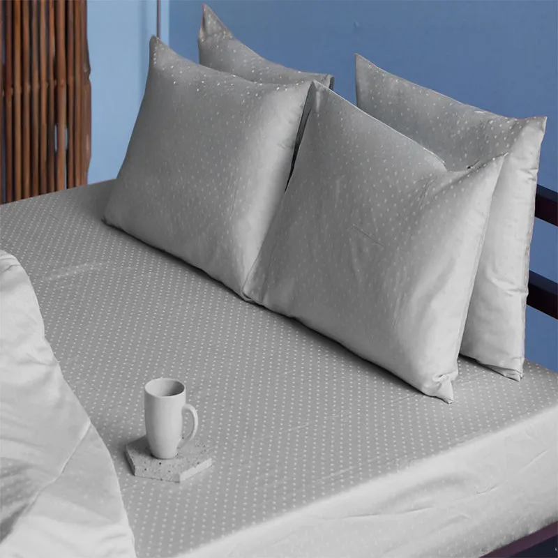 Swiss Dot Cotton Pillow Cover (Paloma Grey,300TC) - Set Of Two media 4