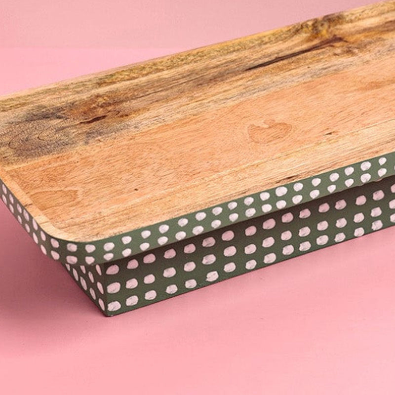 Dot Matrix Handpainted Wood Platter media 3