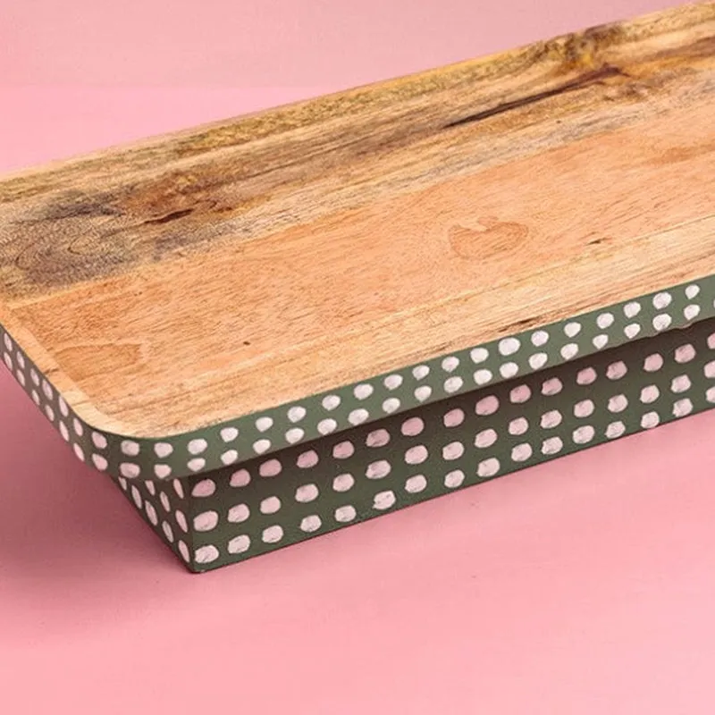 Dot Matrix Handpainted Wood Platter - 3